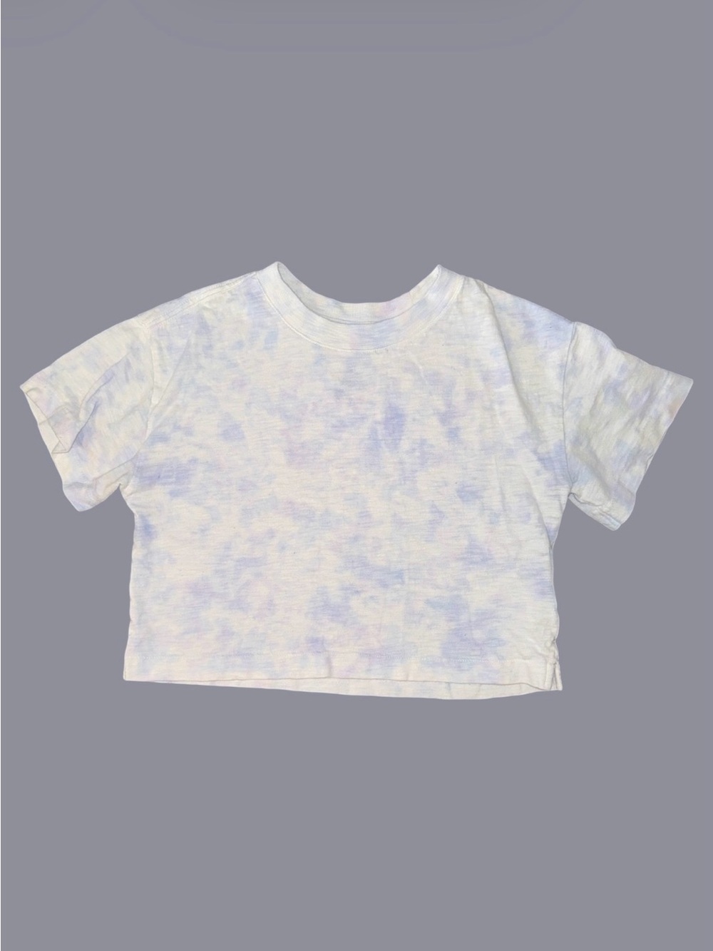 GAP Pastel Tie-Dye Short Sleeve Crop Box Fit Tee - Light Purple & White Size 8